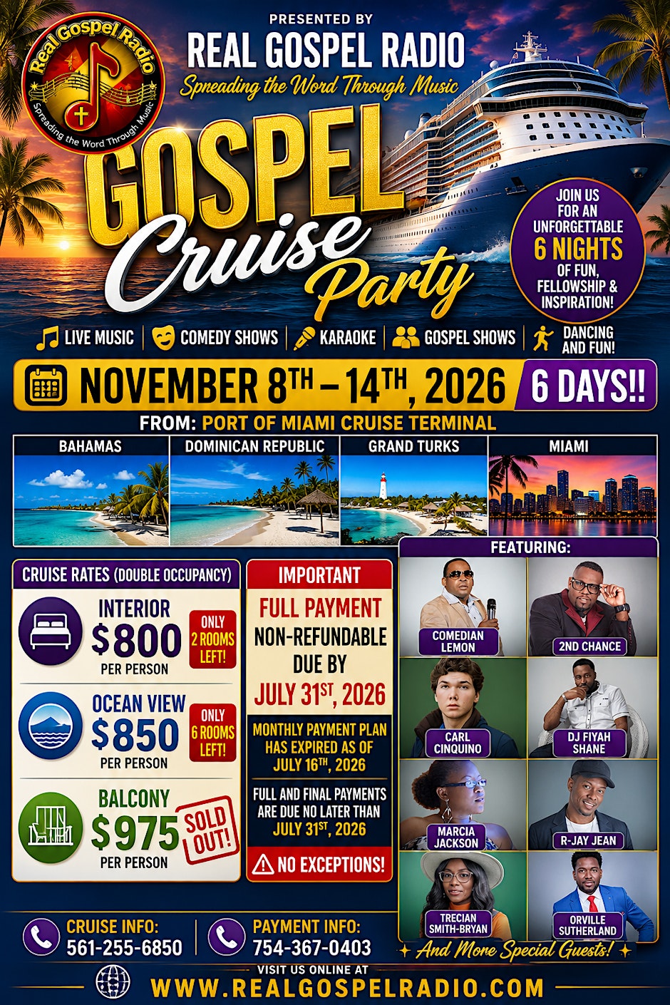 Gospel Cruise Party 2026 | 6-Nights of Live Music | Comedy Shows | Karaoke