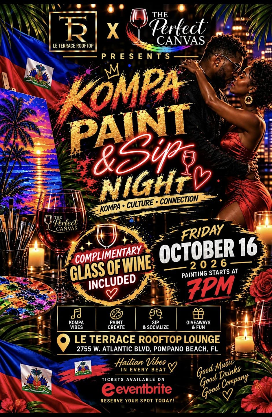 Kompa Paint & Sip Night | Culture, Wine & Good Vibes